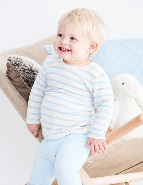 Boody Baby Stripe Long Sleeve Top - Chalk/Sky